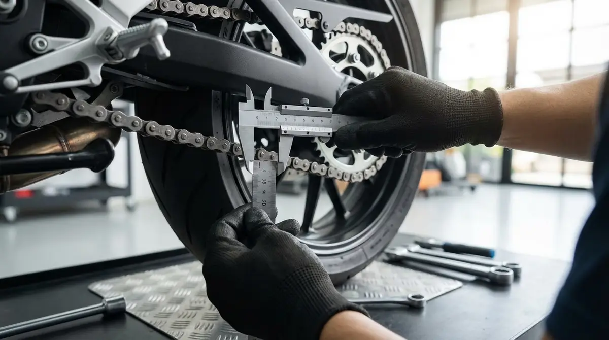 チェーンの遊びは20〜30mmが適正｜車種別の目安と測り方