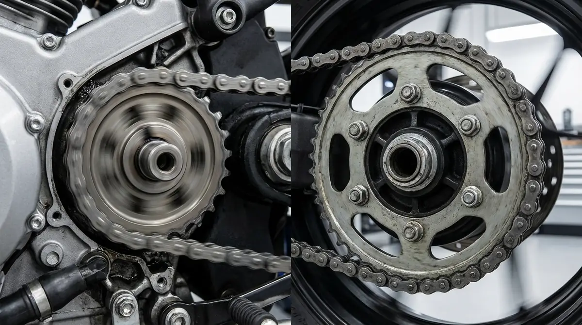 ドライブとドリブンの違い｜前後スプロケットの役割と摩耗傾向